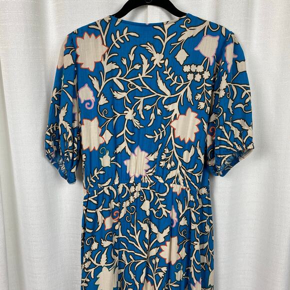 Knox Rose Blue Floral Paisley Wrap Midi Dress Sz.L NWT - Picture 12 of 15